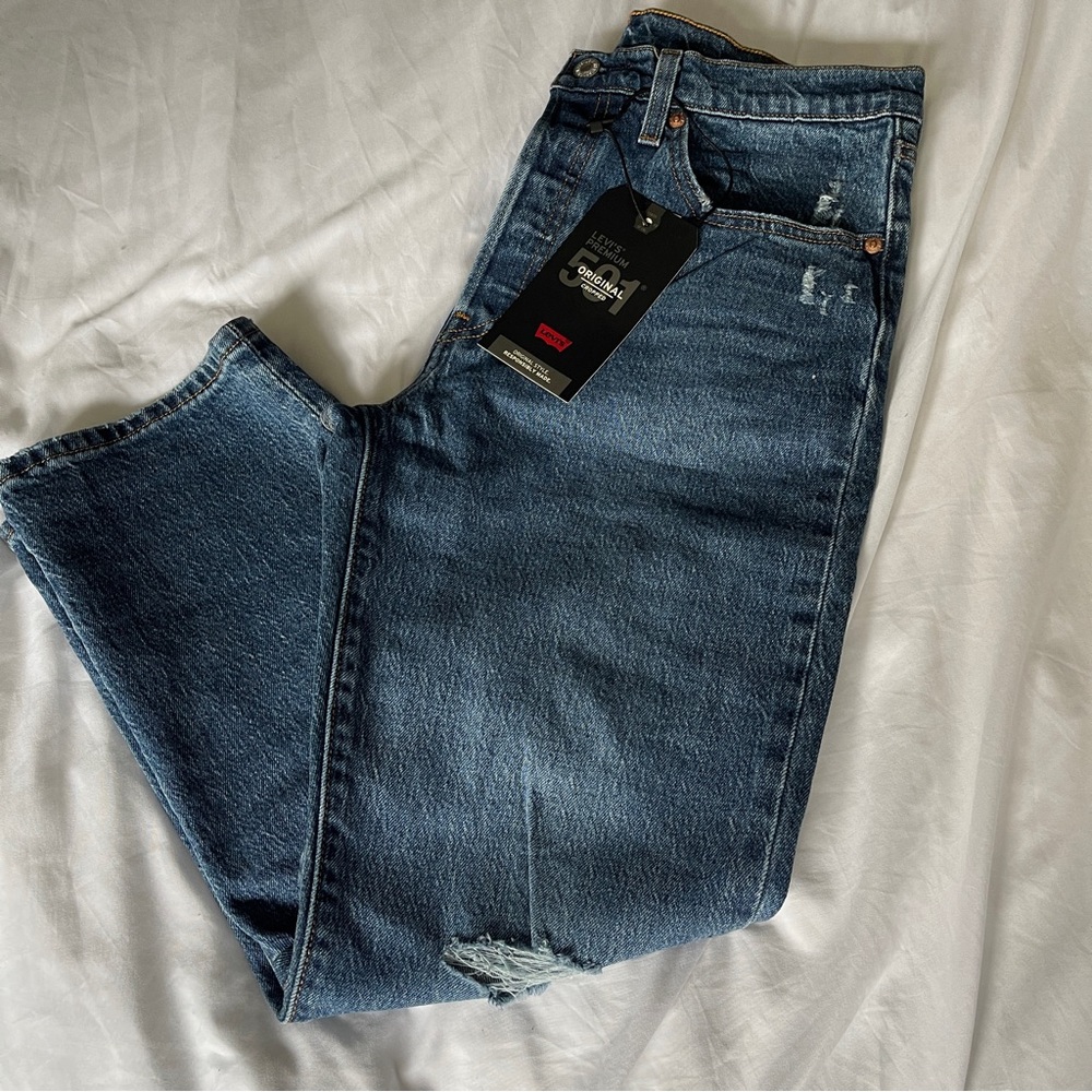 Blue Cropped 501 Levis